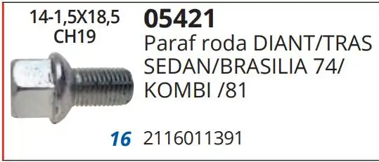 PARAFUSO RODA FUSCA 4 FUROS