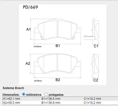 PASTILHA FREIO DIANTEIRA TOYOTA COROLLA 2009 A 2014