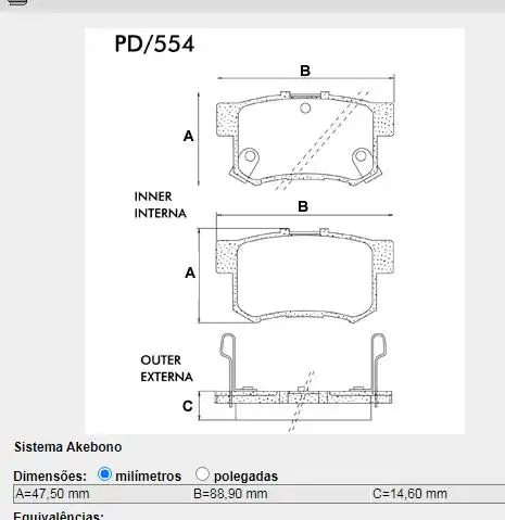 PASTILHA FREIO TRASEIRA HONDA NEW CIVIC 2006 A 2011