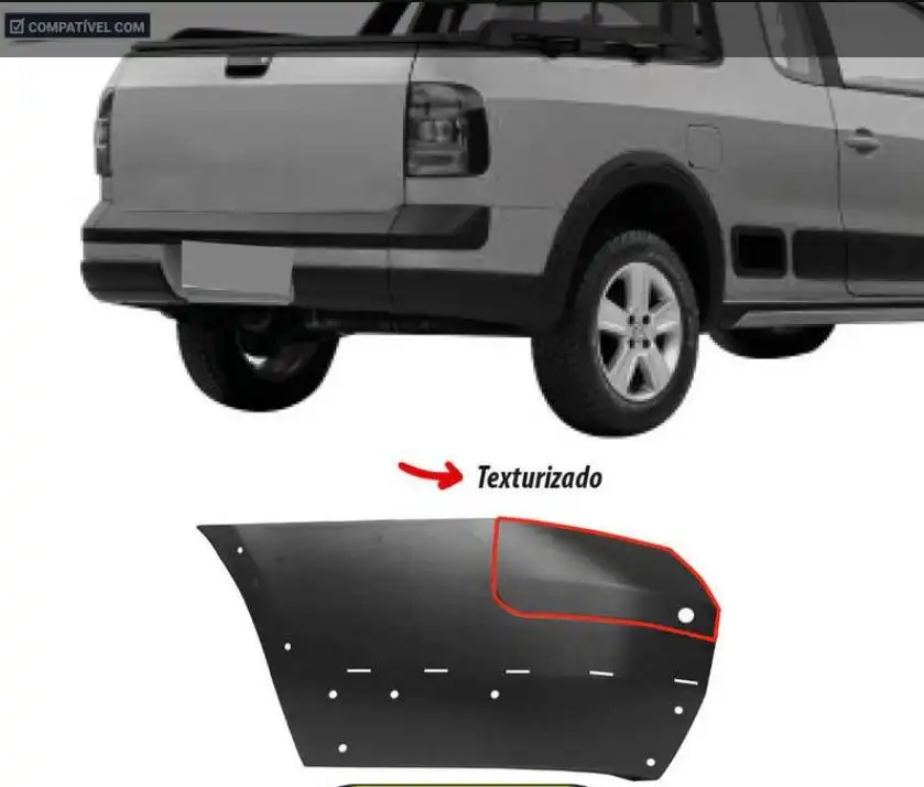 POLAINA TRAS SAVEIRO GER V VI ESQ PRETO SUP TEXTURIZADO