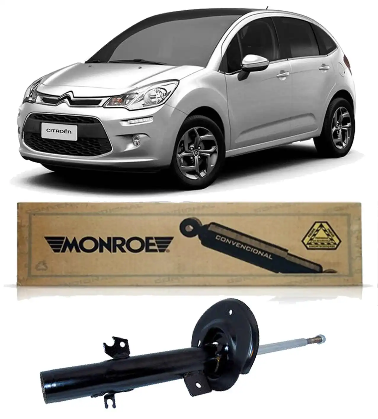 AMORTECEDOR DIANTEIRO CITROEN C3 2013 A 2021 DIREITO MANUAL