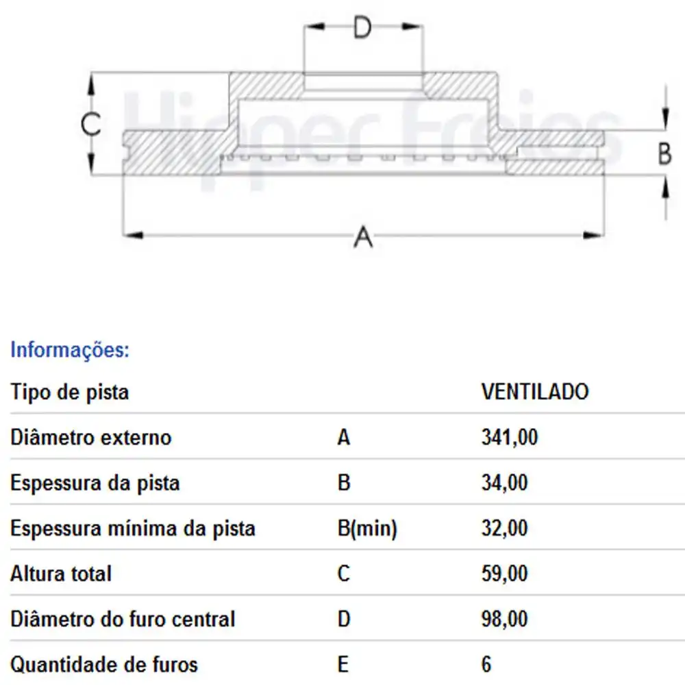 DISCO FREIO DIANTEIRO RANGER 3.0 24V 2023 ACIMA VENTILADO