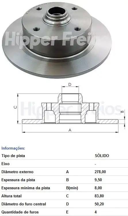 DISCO FREIO DIANTEIRO FUSCA 1970 A 1996 SOLIDO