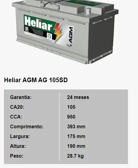 BATERIA UNIVERSAL 105 AMP. POSITIVO DIR