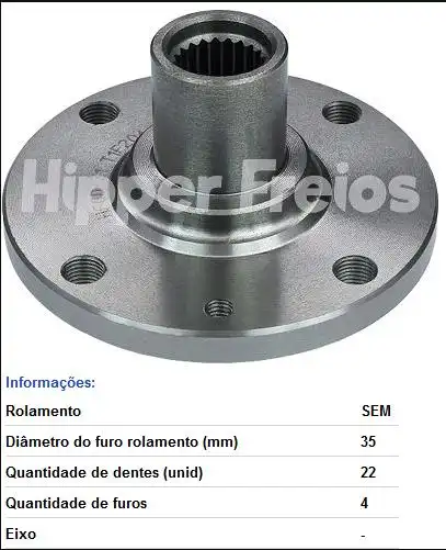 CUBO RODA DIANT FIAT UNO 85/ SIENA 98/