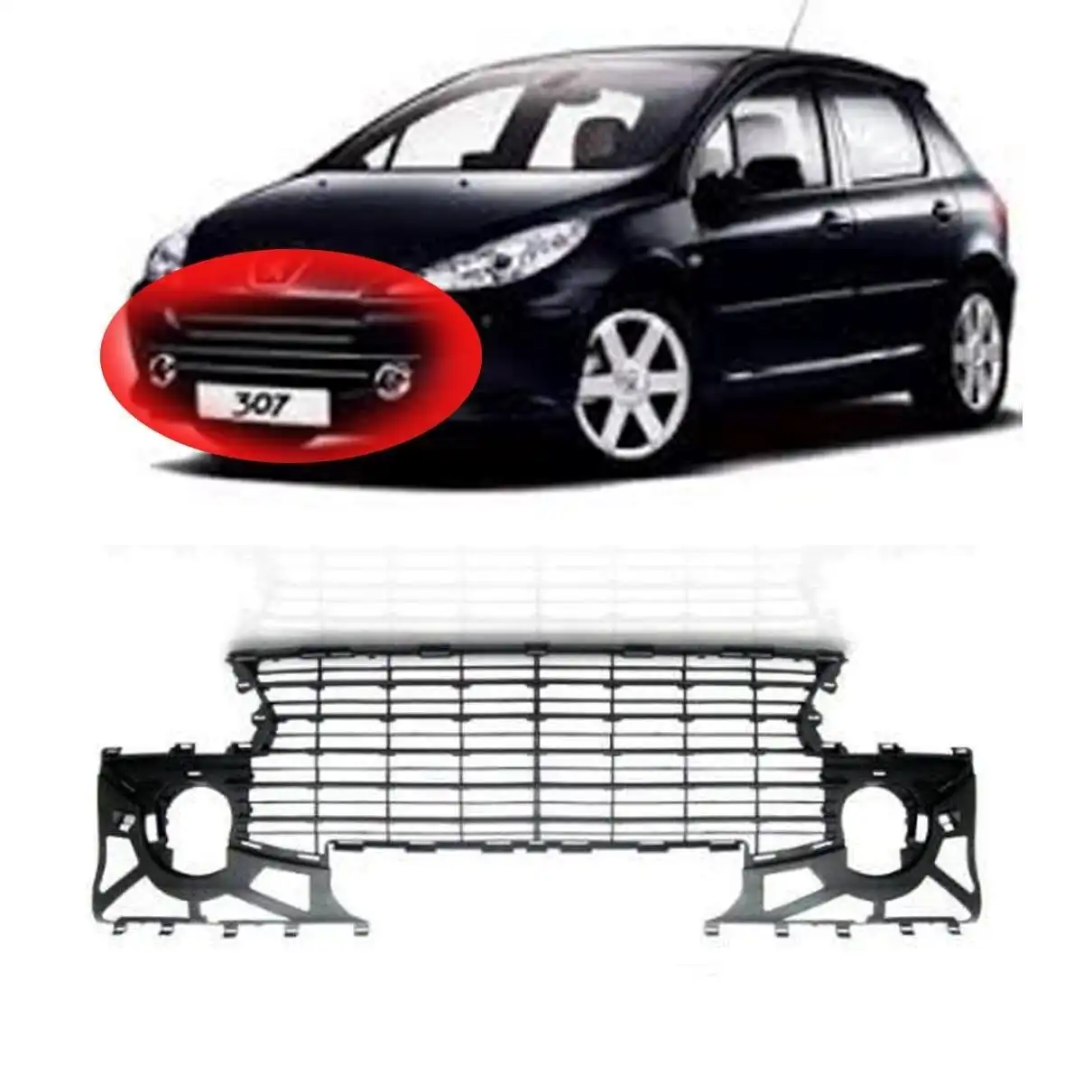 GRADE PARACHOQUE DIANT 307 07/12 C/FRISOS CROMADOS