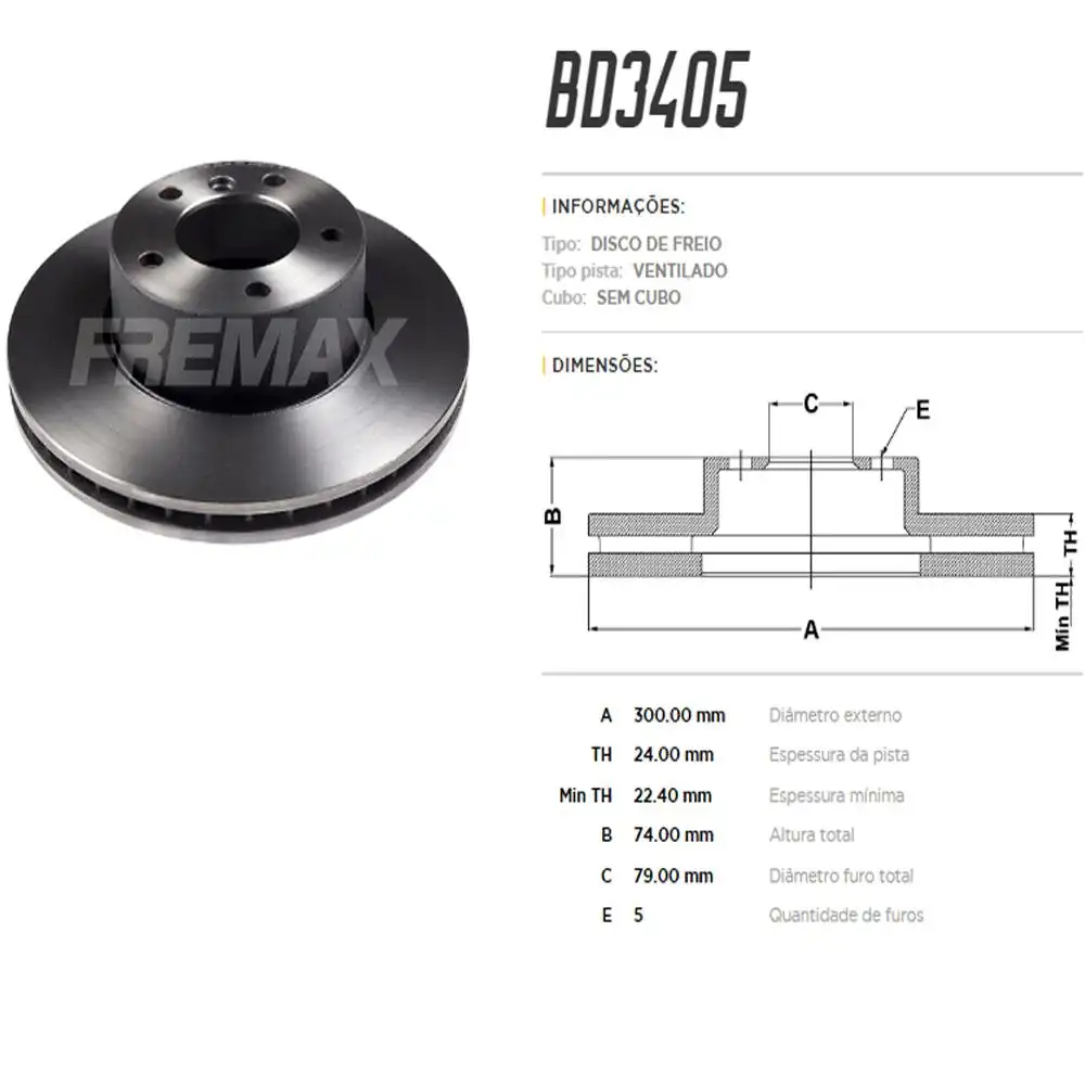 DISCO FREIO DIANTEIRO BMW 320 2005 A 2011