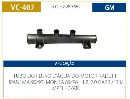TUBO REFRIGERACAO MOTOR MONZA 1.8 2.0 1989 A 1996 C/ AR QUEN