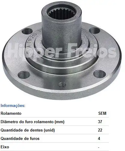 CUBO RODA DIANT FIAT DOBLO 1.3 1.6 8/16V 02/06 DOBLO CARGO 1