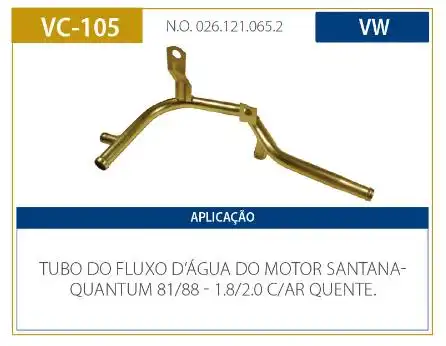TUBO REFRIGERACAO MOTOR SANTANA 1.8 2.0 1981 A 1988 ALC C/AR