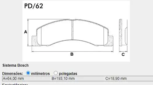 PASTILHA FREIO DIANTEIRA E TRASEIRA F-250 1998/