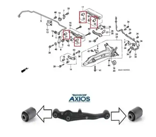 BUCHA BRACO SUSP HONDA CIVIC 96/00 TRAS (BRACO TRANSVERSAL T