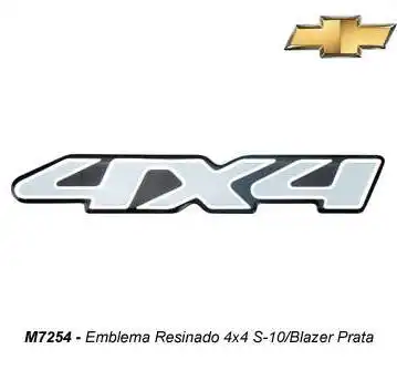 EMBLEMA ADESIVO "4X4" S-10 PRATA CONTORNO PRETO