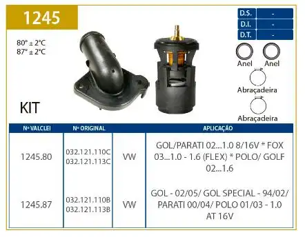 VALVULA TERMOSTATICA GOL G3 1.0 16V 2002 A 2006 MI AT C/ COT