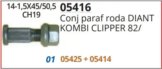 PARAFUSO RODA KOMBI CLIPPER 82/ DIANT (C/PORCA)
