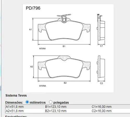 PASTILHA FREIO TRASEIRA FOCUS 1.6 16V 2008 A 2019