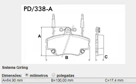 PASTILHA FREIO DIANTEIRA RENAULT CLIO 1999/ COM SENSOR SISTE