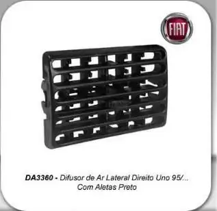 GRADE VENT INT FIAT UNO 1995/ DIR ALETAS PRETO