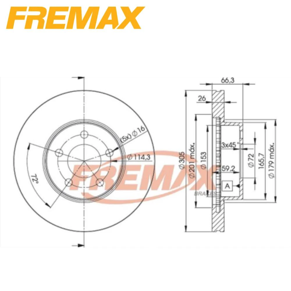 DISCO FREIO DIANTEIRO RANGER 4X4 2001 A 2011 VENTILADO