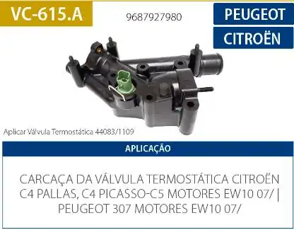 CARCACA VALVULA TERMOSTATICA PEUGEOT 307 2.0 16V 2007/