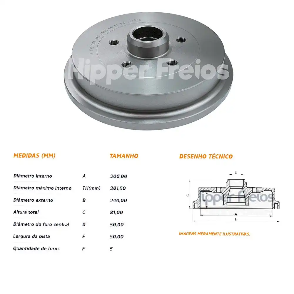 TAMBOR FREIO TRASEIRO FOX 2009 A 2018
