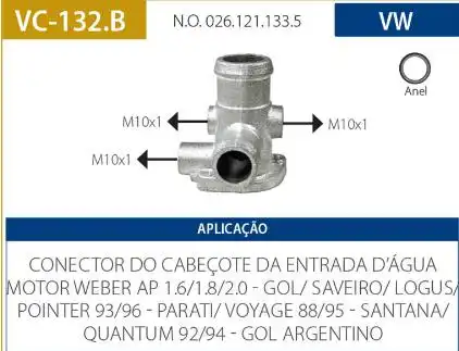 TUBO CONEXAO DAGUA CABECOTE SANTANA 2.0 1992 A 1994 AP
