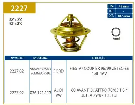 VALVULA TERMOSTATICA FIESTA 1.4 16V 1996 A 1999 ZETEC