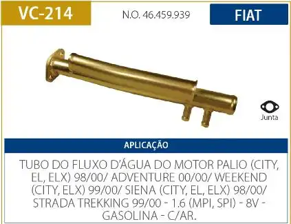 TUBO REFRIGERACAO MOTOR FIAT PALIO 1.0 8V 1998 A 2000 COM AR