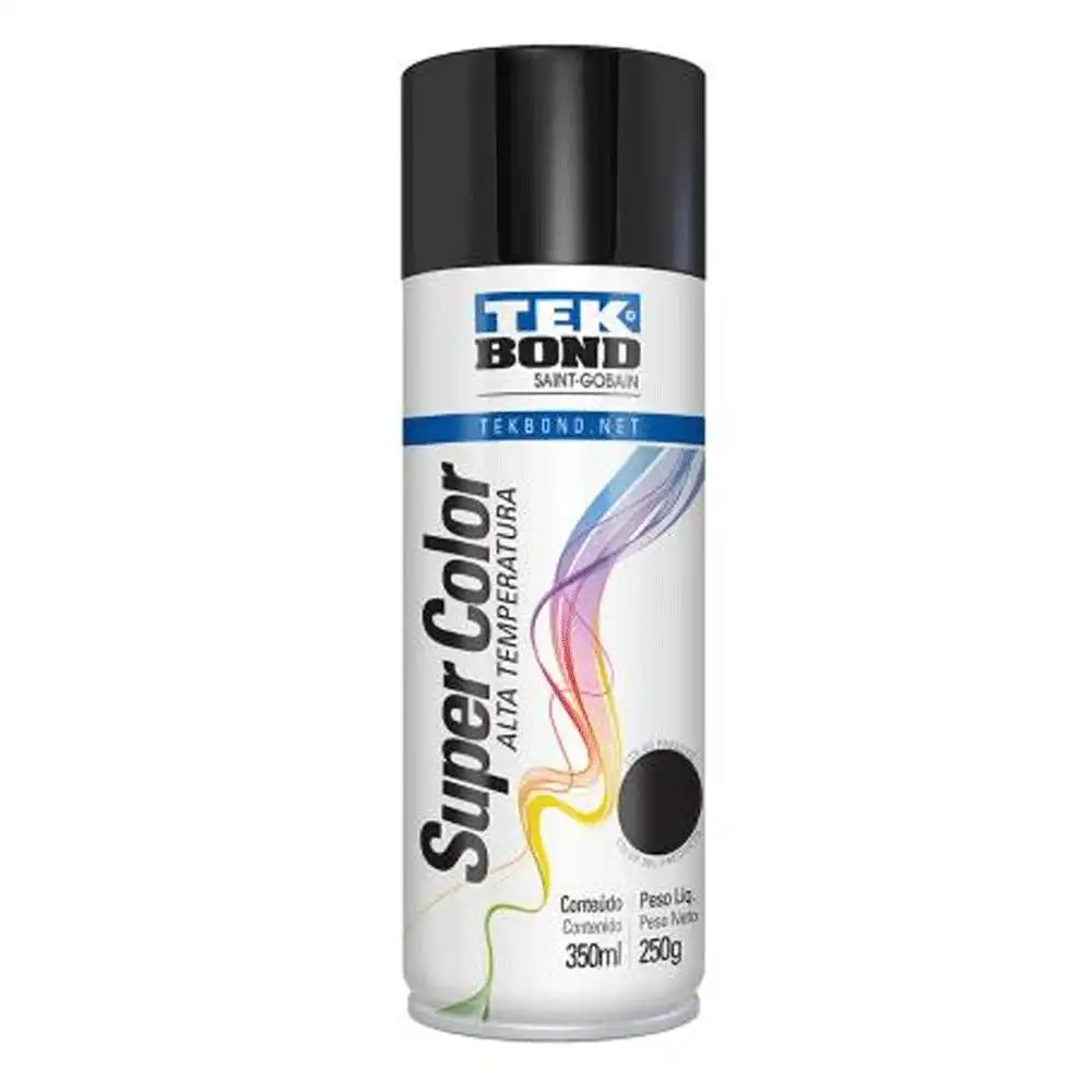 TINTA SPRAY PRETO BRILHANTE ALTA TEMPERATURA 350ML 250G