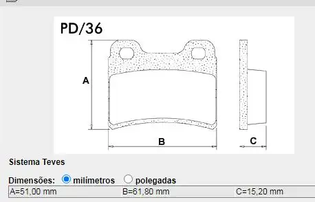 PASTILHA FREIO TRASEIRA ESCORT 2.0 1993 A 1995 SISTEMA TEVES