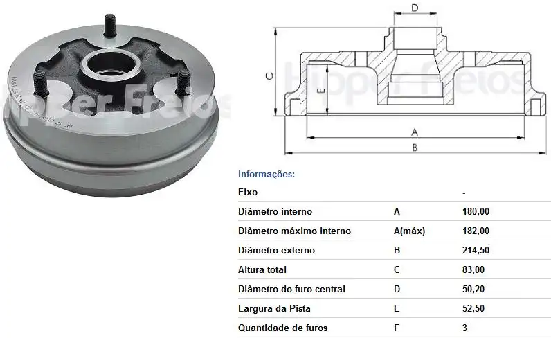 TAMBOR FREIO TRASEIRO CORCEL 2 1978 A 1986