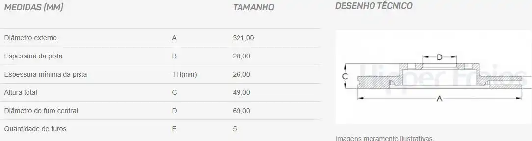 DISCO FREIO DIANTEIRO HYUNDAI SANTA FE 2.7 2006/ 3.5 2010/